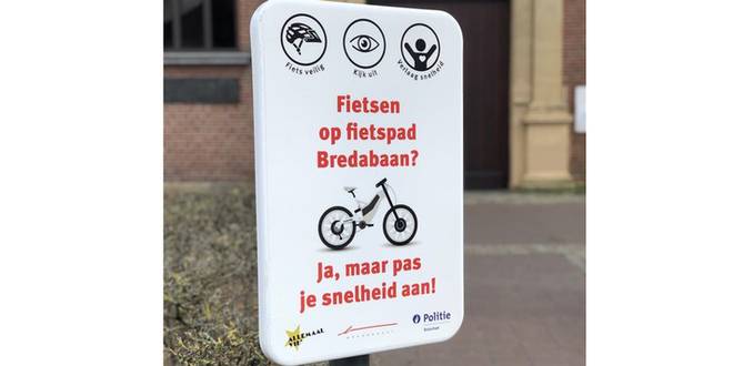 Nieuw informatiebord herinnert fietsers aan veiligheid op Bredabaan in centrum